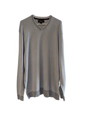 Tasso Elba Men's V-Neck Sweater, Gray, Size XL, Cotton, Long Sleeve
